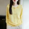 100% Wool Women's Hand-Crocheted Round Neck Cardigan - Nine Roses Sweater Coat for Autumn/Winter