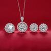 Luxury Sunflower Ring Imitation Mozzarella Diamond Stud Earrings Women'S Full Diamond Pendant Necklace Three-Piece Set