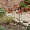 Weathered Rust Finish Flower Garden Stake Cast Iron Rustic Plant Stakes  Patio