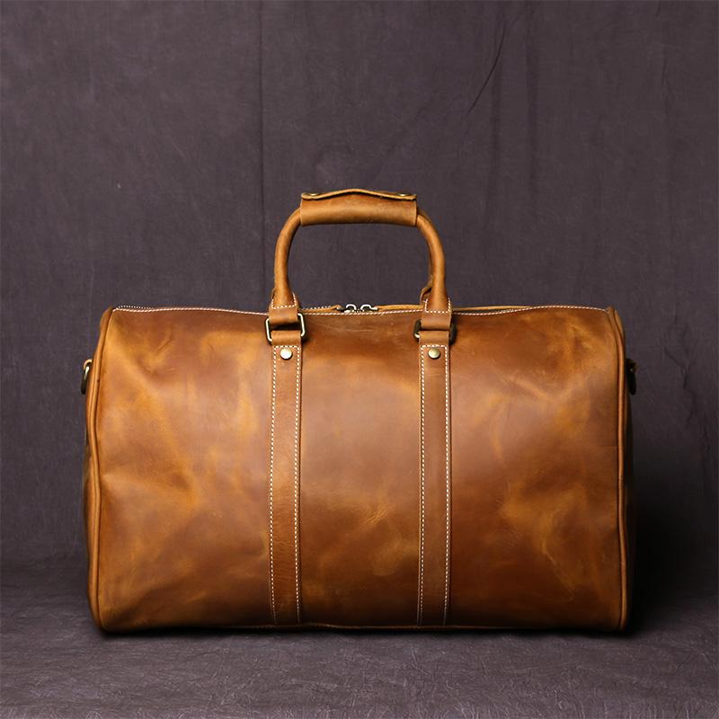 Retro Leather Men's Travel Bag Crazy-horse Leather Large-capacity Luggage Bag Top Layer Cowhide Men Portable Diagonal Bag NZPJ
