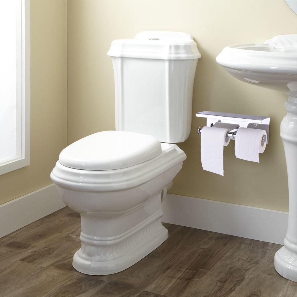 Ścienny podwójny uchwyt na papier toaletowy ze stali nierdzewnej SUS 304, podwójna rolka papieru