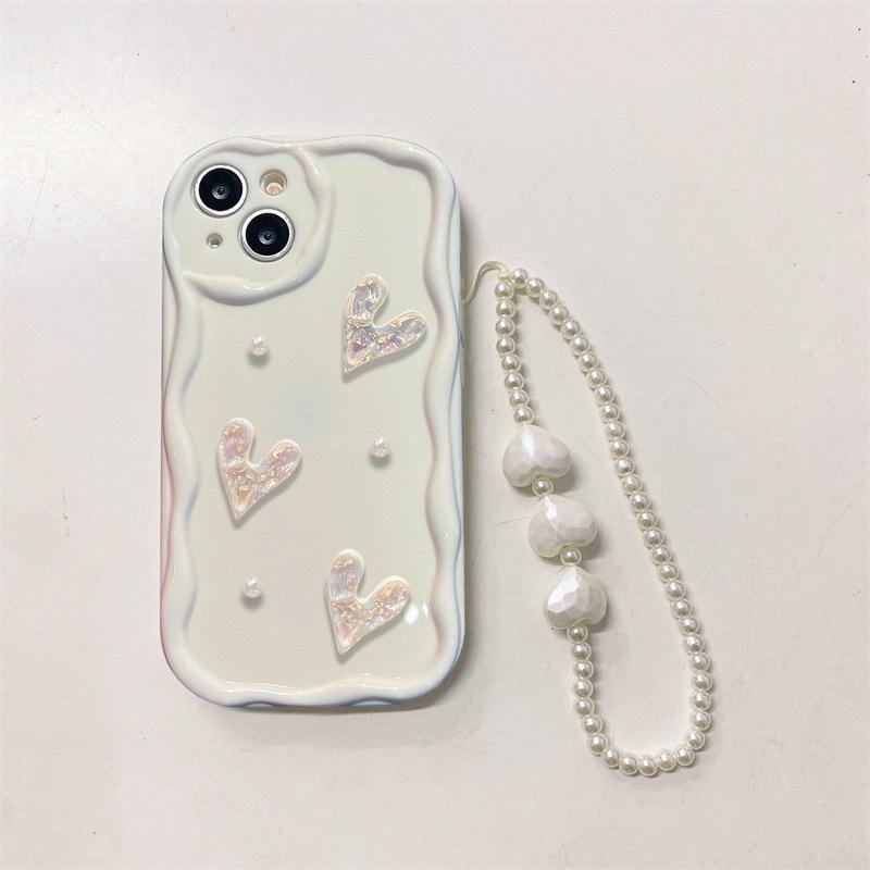 Applicable Iphone17Promax Bracelet Apple 15 Love All-Inclusive Anti-Drop Mobile Phone Case 14 Cream Wind 13