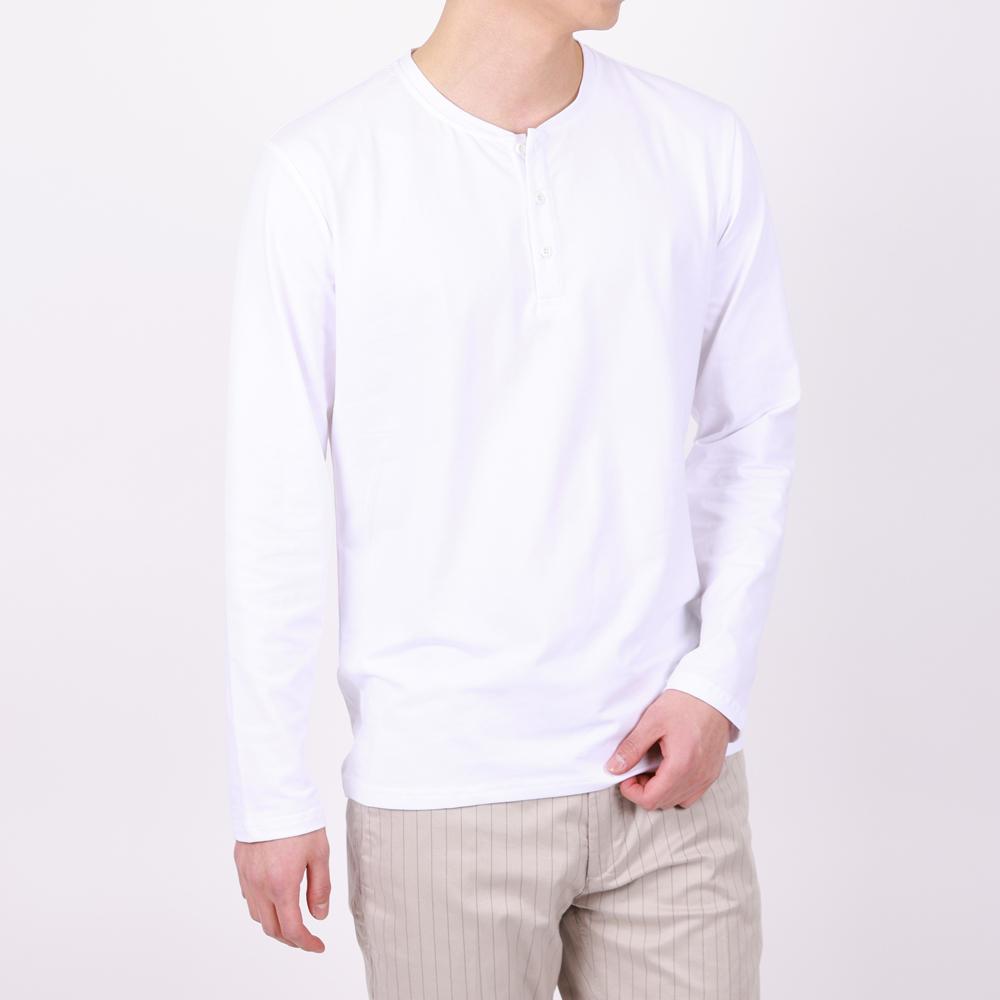 IKALOOK Daily Henley Neck Plain Long Sleeve Tee Tee173