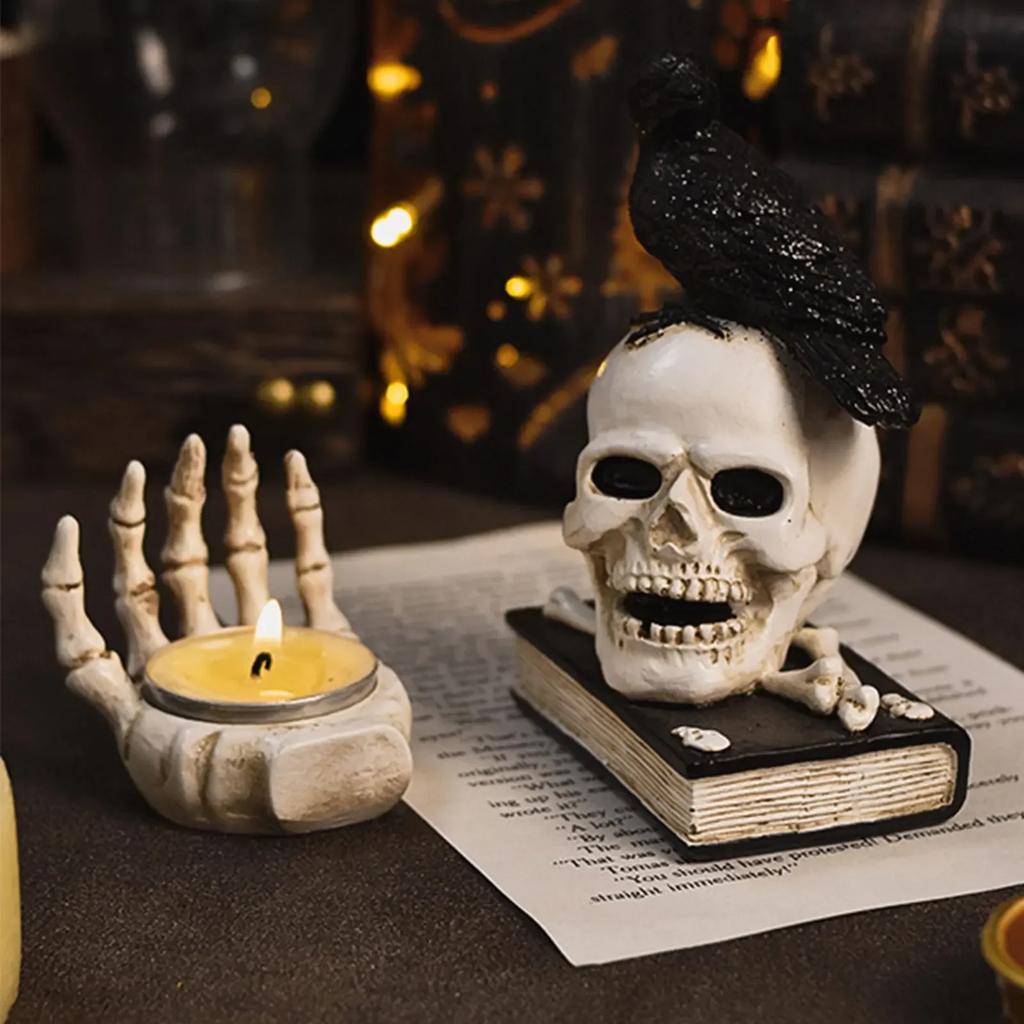 Cranii Creative de Halloween Cranii cu Aspect Realist Cap de Schelet Uman Craniu pentru Halloween Bar Acasă Decor de Masă Suporturi pentru Lumânări