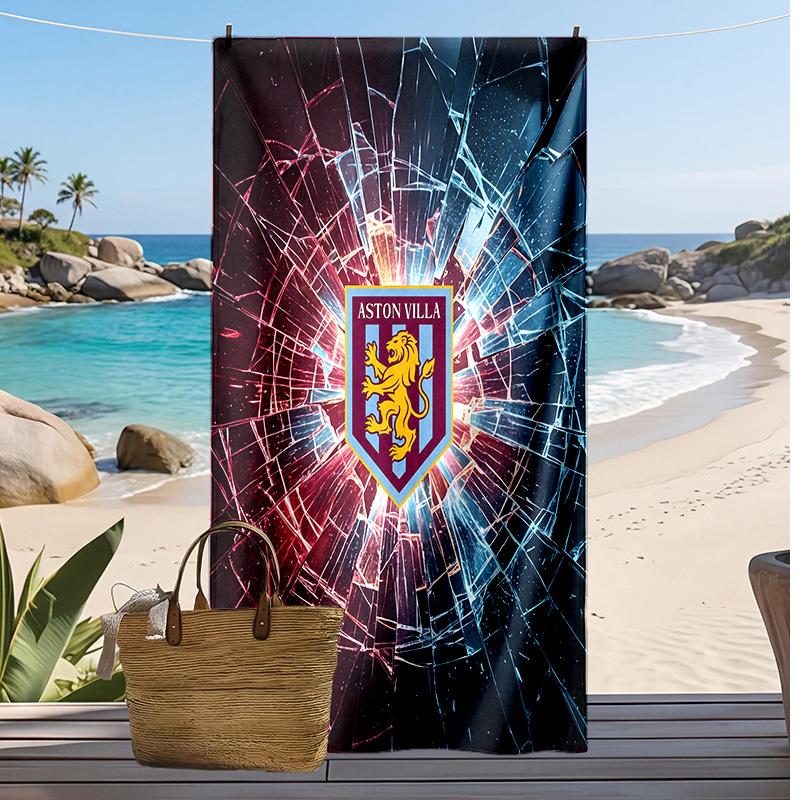 Asciugamano da Spiaggia con Stampa Calcio Aston Villa, Asciugamano Grande Morbido ad Asciugatura Rapida per Spiaggia Campeggio Nuoto