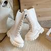 Girls' 2025 Autumn/Winter Leather High-Top Martin Boots for Medium/Large Children