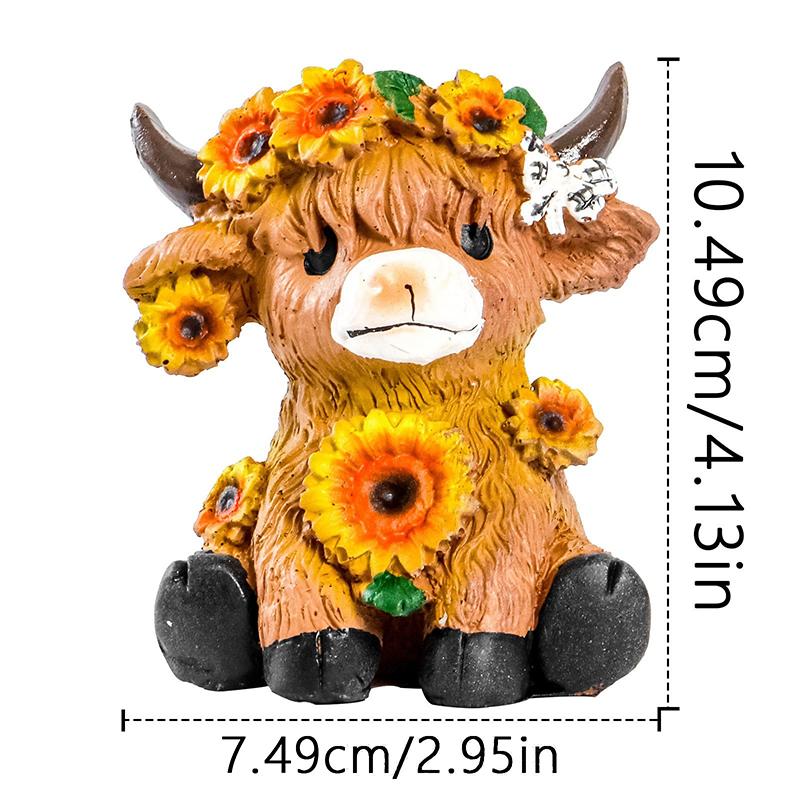 Pastoraler Stil Hochlandrind Harz Blumentopf Multifunktionales Kreatives Ornament Valentinstagsgeschenk Heim Schreibtisch Dekoration