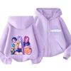 Moletom com Capuz e Zíper Kpop Caçadores de Demônios Infantil Huntrix Rumi Zoey Desenho Animado Moda Moletom com Zíper Menino Menina Tops Casuais Roupas Infantis Presente