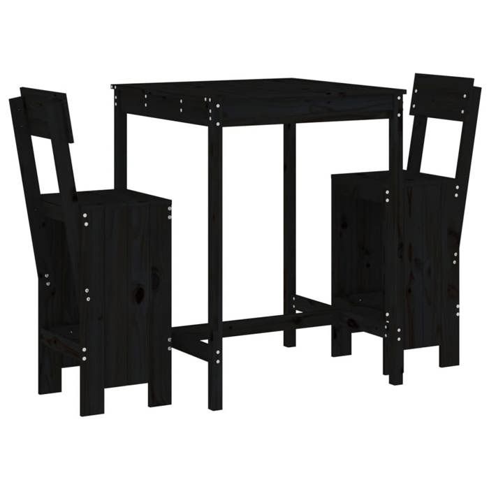 VidaXL 3-piece Garden Bar Set Black Solid Pine Wood, Pub Set, Patio Bar Set, Table Set 3157797