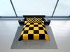 Set Copripiumino a Quadri Audaci, Elegante Copriletto, Set Biancheria da Letto Giallo e Nero, Copripiumino Geometrico, Set Camera da Letto Moderno, Copripiumino Dona