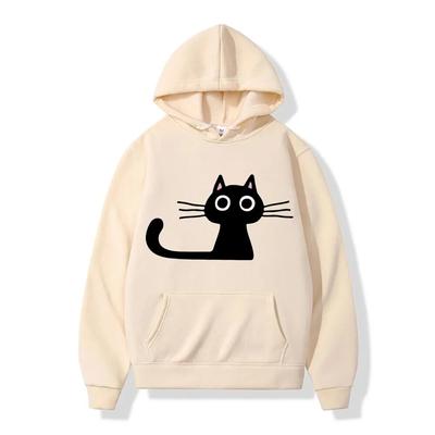 Zabawny Czarny Kot Szeroko Otwarty Oczy Nadruk Bluza z Kapturem Jesień Zima Unisex Bluza Kobieta Bluzy Unisex Streetwear y2k Ubrania