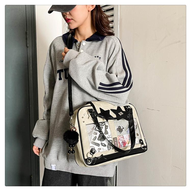 Y2K Star Itabag Lolita Transparent Pocket Crossbody Bag Women DIY Display Shoulder Handbag