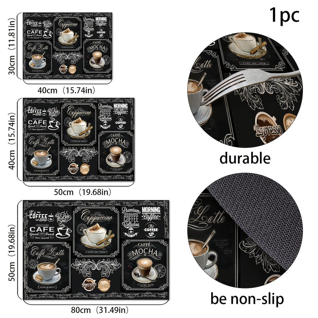 Rubber Drying Mat, With Retro Coffee Tableware, For Coffee Shop, Restaurant Kitchen Carpet, Tableware Durable Diatom Mud Table Mat