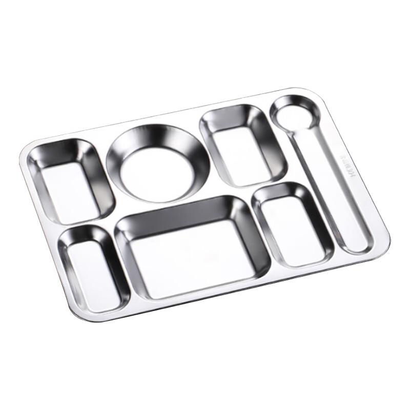 

304 Stainless Steel 7-Compartment Divided Meal Tray