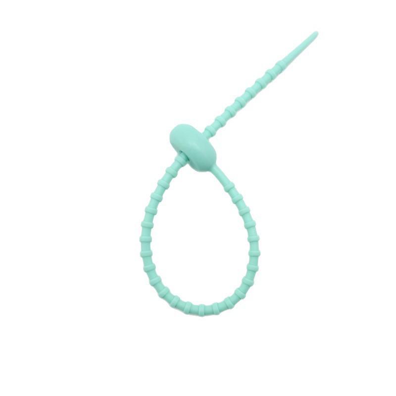 Multicolor TPR Silicone Zip Ties: Elastic Self-Locking, Reusable Cable Organizers & Keychain Pendants.