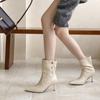 2025 autumn and winter new pointed thin heel high heel temperament thin French fashion sexy beauty female Internet celebrity short boots
