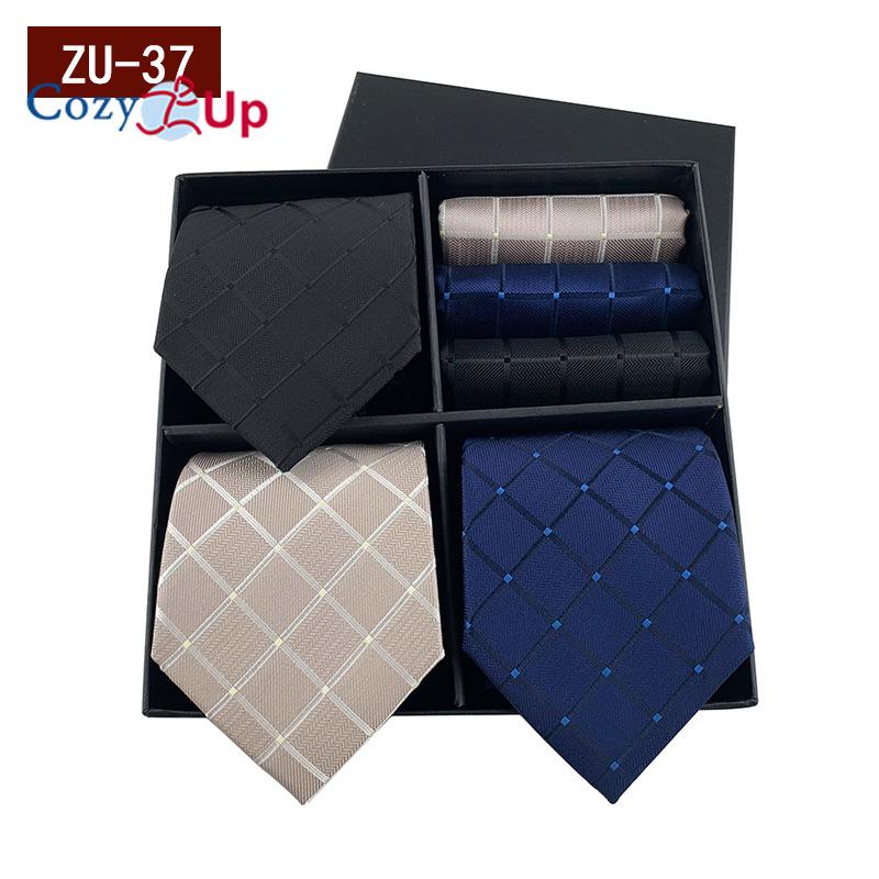 3pcs Necktie+3 Pcs Square Scarf  Men Two-piece Tie Set Wave Point A Tie Cufflinks Business Fashion Handkerchief Paisley