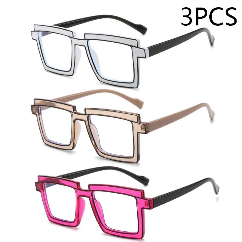 Two Dimensional Flat Lens Ins Square Anti-blue Glasses Frame Personality Trend Glasses