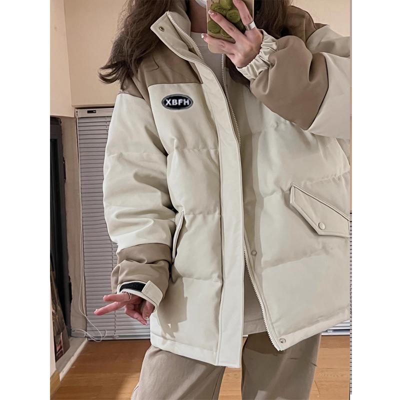 

Короткий пуховик Splicing Design Sense, новое толстое женское пальто, хлопковое пальто XL белый