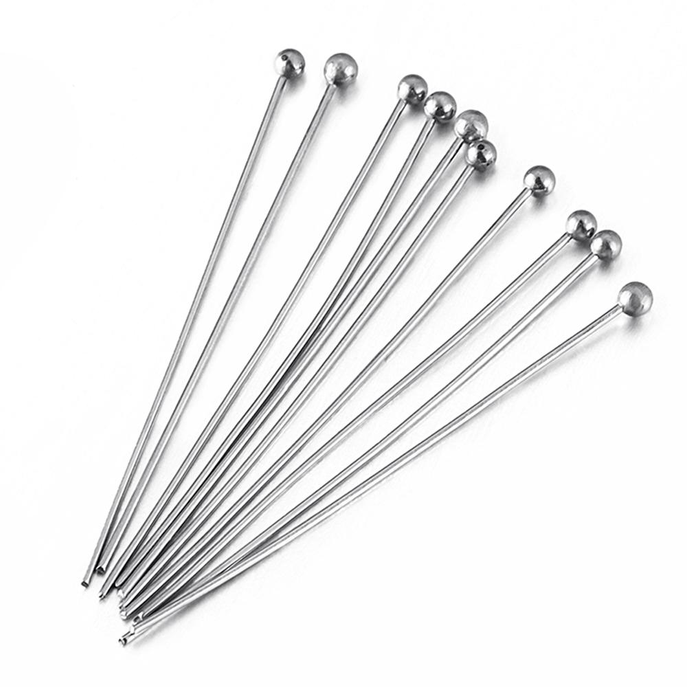 100 Stück Edelstahl-Kopfstifte mit Kugel für DIY-Schmuckherstellung 12-40mm Kopfstifte Handarbeits-Komponenten Zubehör
