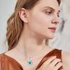 I Love You Mom Engraved Heart Pendant Necklace with Blue Center Stone and Sparkling Accent Sentimental Mother Jewelry for Women