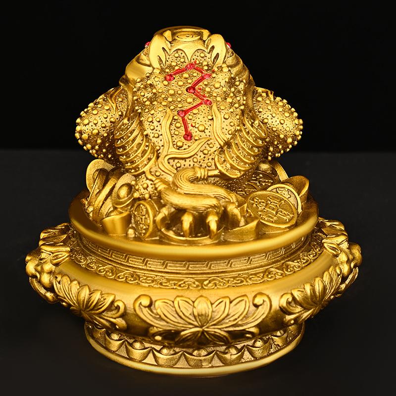Golden Ornament Pure Copper Treasure Bowl Three-Legged Toad Living Room Company Opening Gift Large Ingot Seven-
