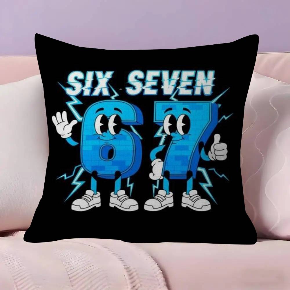 Cartoon 67 Six Seven  Cushion Cover Pillow Cover Decor Pillowcase Printed Cushion Case for Couch