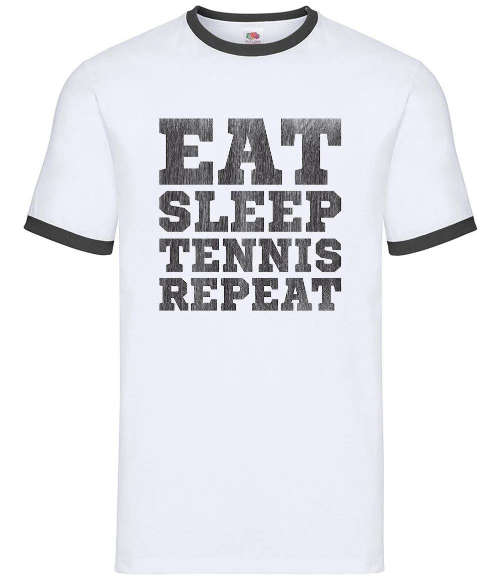 Eat Sleep Tennis Repeat - Mens Ringer - Sport Racket Doubles Player Love L