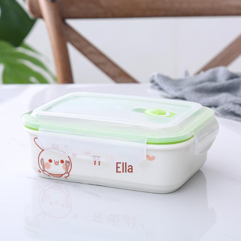 Microwaveable Ceramic Bento Box with Two or Three Compartments, Perfect for Students and Office Workers.