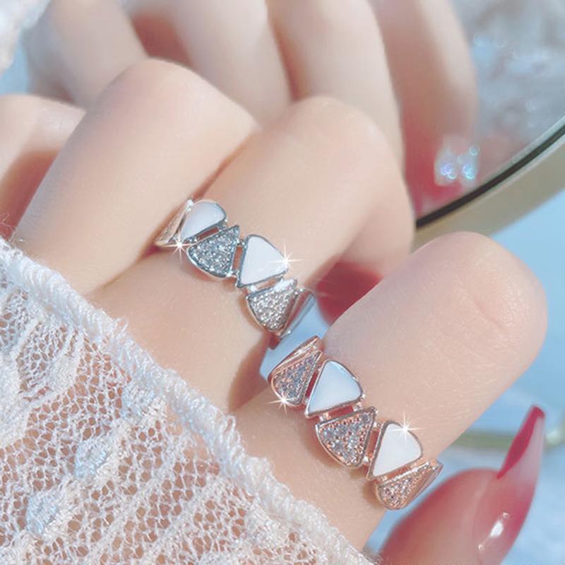 Fashion Ladies Crystal Love Heart Open Adjustable Rings Jewelry