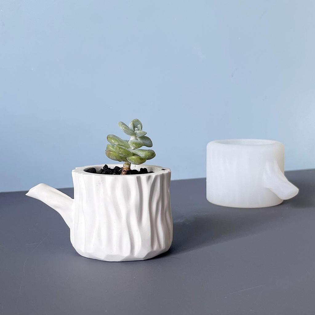 Stump Cup With Handle Silicone Mold Stump Aromatherapy Candle Cup Plaster Vase Silicone Molds