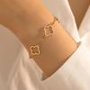 Fashion Simple Hand Jewelry Stainless Steel 18K Gold Plated Black Niche Versatile Hollow Four-Leaf Clover Women'S Bracelet