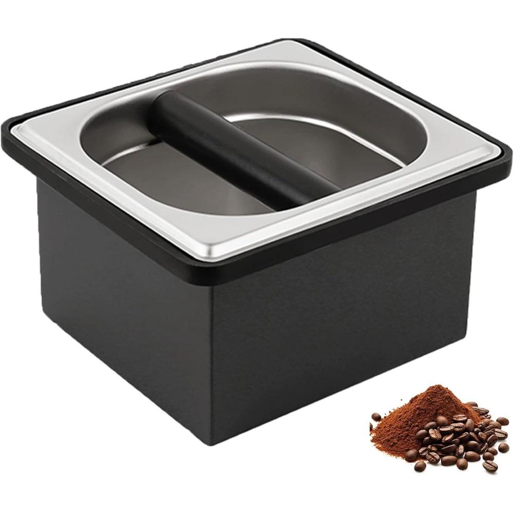 

Espresso Knock Box Coffee Knock Box for Espresso Grounds Disposal Large Capacity Equipped with Noise Reduction Rubber Ring чёрный