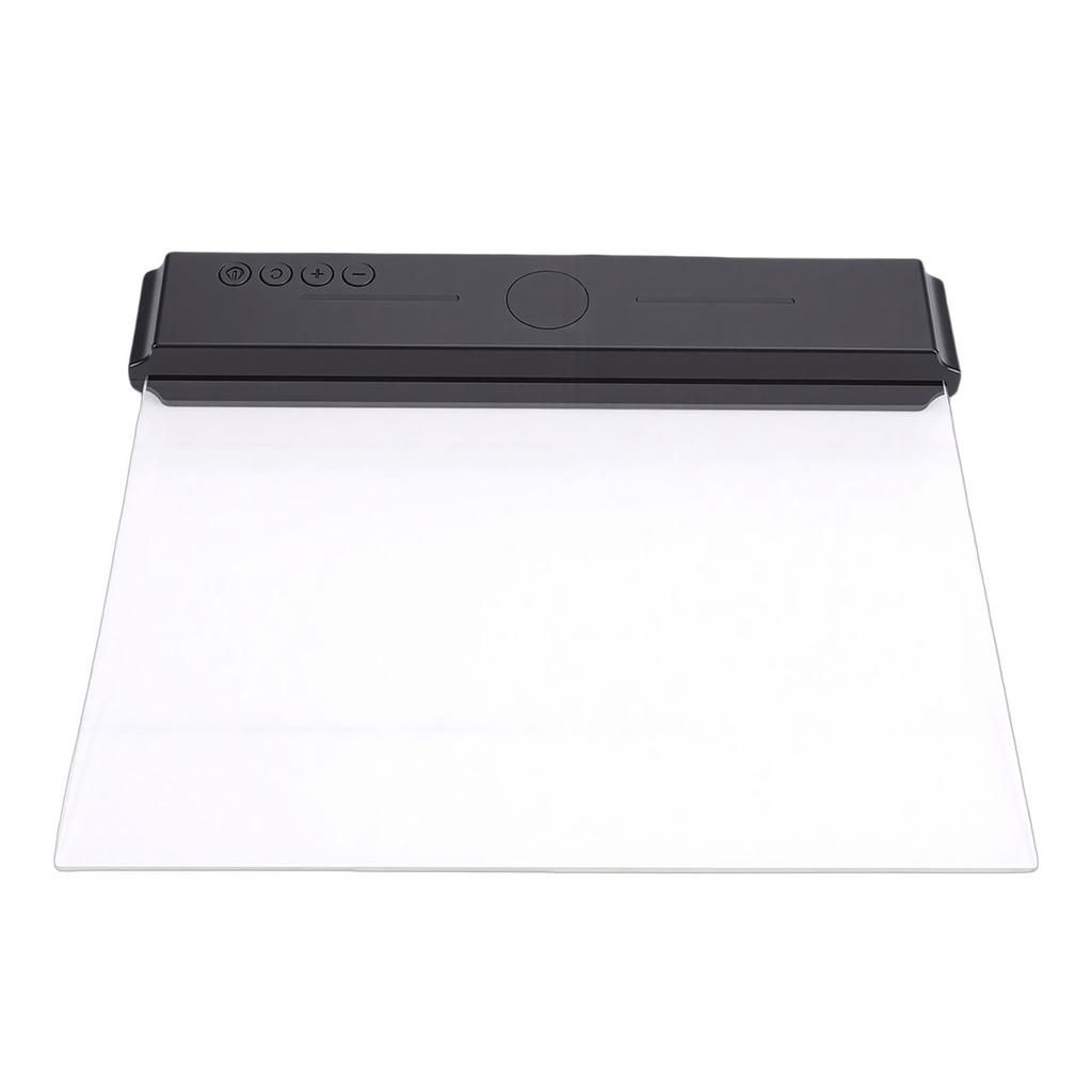 LED Book Light Transparent Panel Flat Reading Lamp with 3 Colors Dimmable and Timer Full Page Illumination Black Base