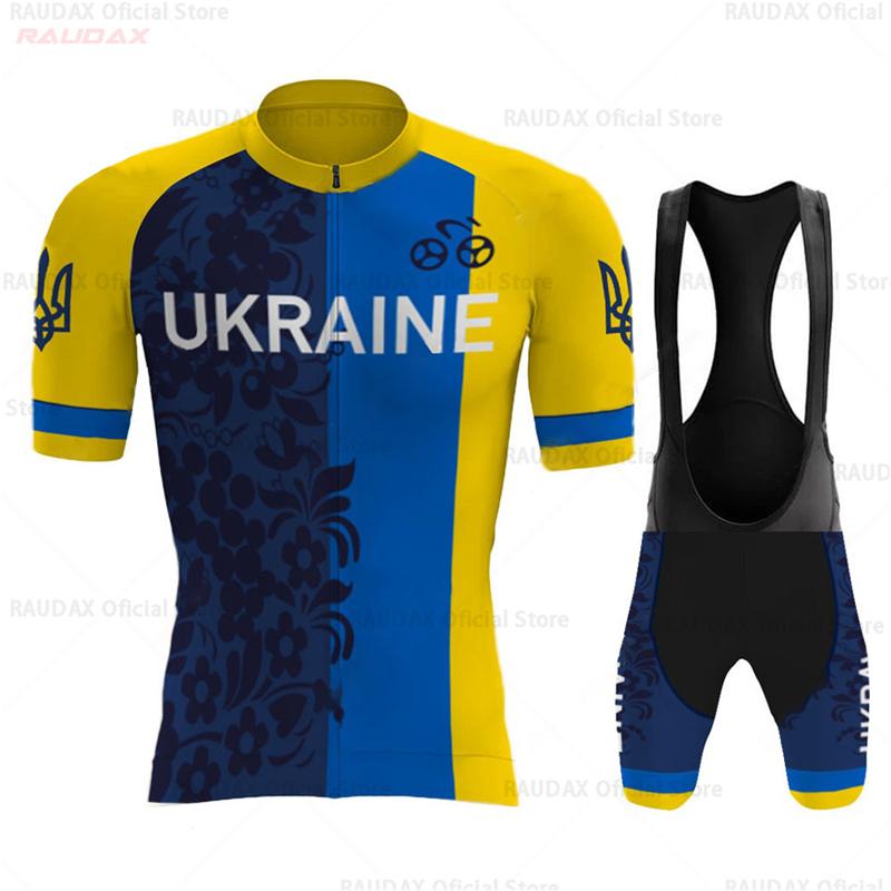 

2026 summer breathable cycling suit set Ukraine Sports Team Short Sleeves Mens Outdoor Sport Bike Suit Breathable Mountain Bike Clothing S