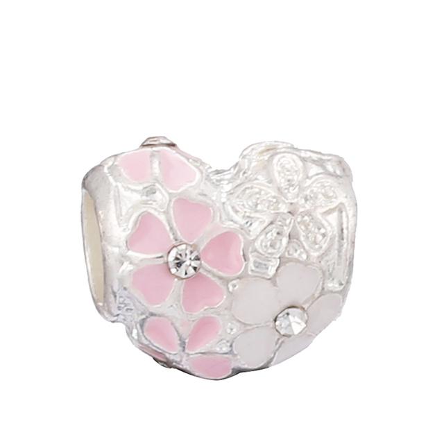 4pcs Sale Romantic Style Enamel Love Heart Charms Beads Fit Original Bracelets Necklaces For Women Girlfriend Jewelry Making