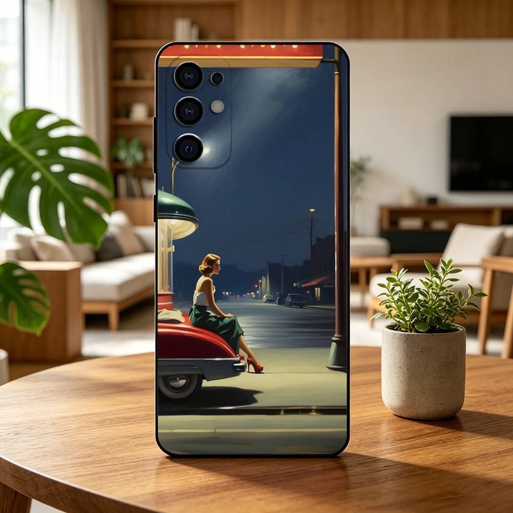 E-edward H-hopper Art Phone Case Black Silicone Soft For Samsung S25,S24,S21,S22,S23,S30,Ultra,S20,Plus,Fe,Lite