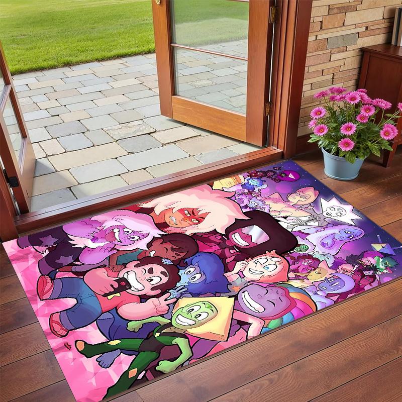 Anti‑Slip Crystal Velvet Floor Rug, Steven Universe Design Carpet for Indoor Living Bedroom Home Decoration