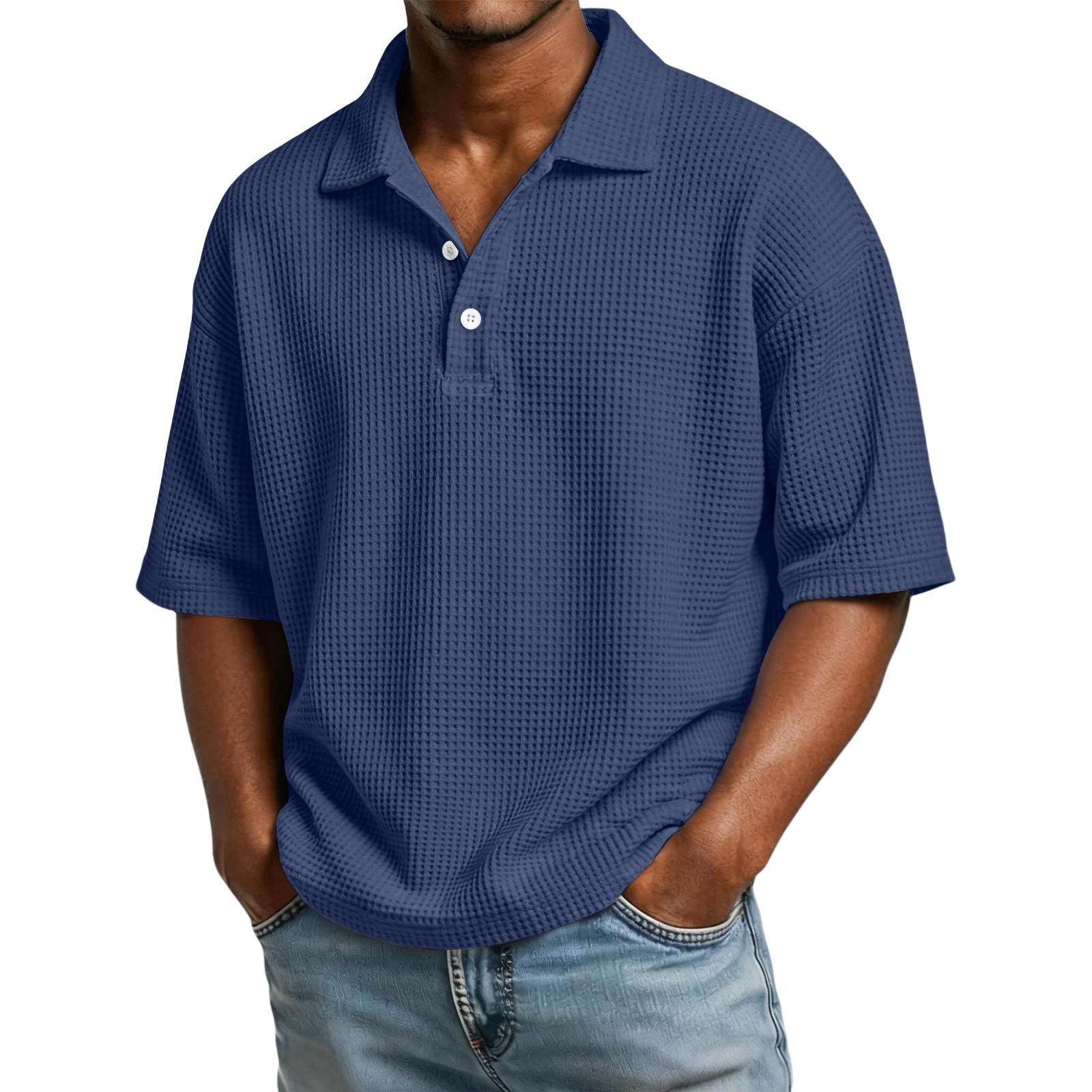 

Men s Casual -Weave Collared Workwear Pocket Lightweight Breathable Short-Sleeve Shirt XXL