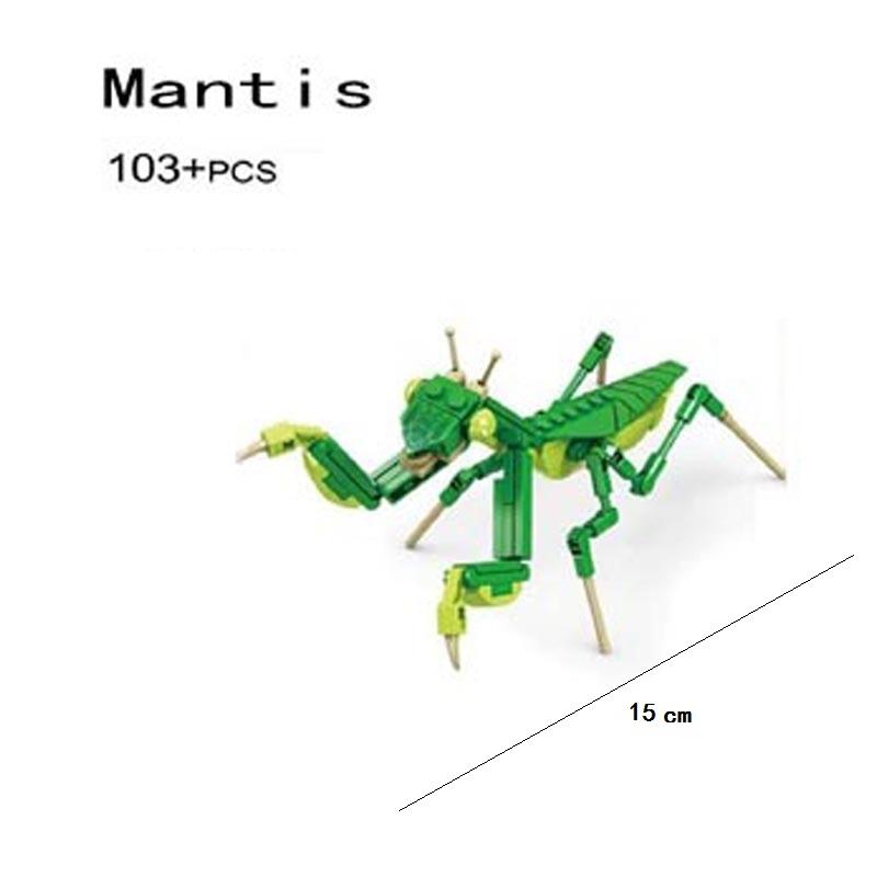 Креативные модели насекомых Строительные блоки Модели насекомых: Собранные игрушки: Пчела, Стрекоза, Муравей, Улитка и Богомол для детских подарков