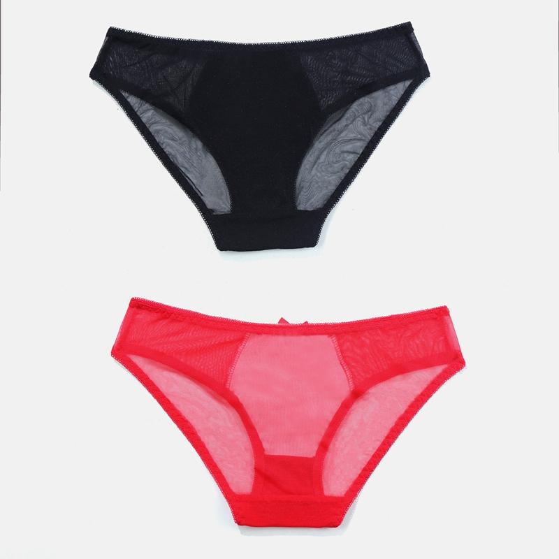 2Pcs Mulheres Malha Semi Sheer Pu Couro Cuecas, Sexy Confortável Respirável Elástico Intimates Calcinhas Translúcidas Punk Estilo Boate SML Xl
