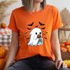 Süßes Geister Boba Tee Halloween Geister Shirt Lustige T-Shirts Halloween Geschenk T-Shirt Damen Lässige Oberteile Mode Sommer Kurzarm