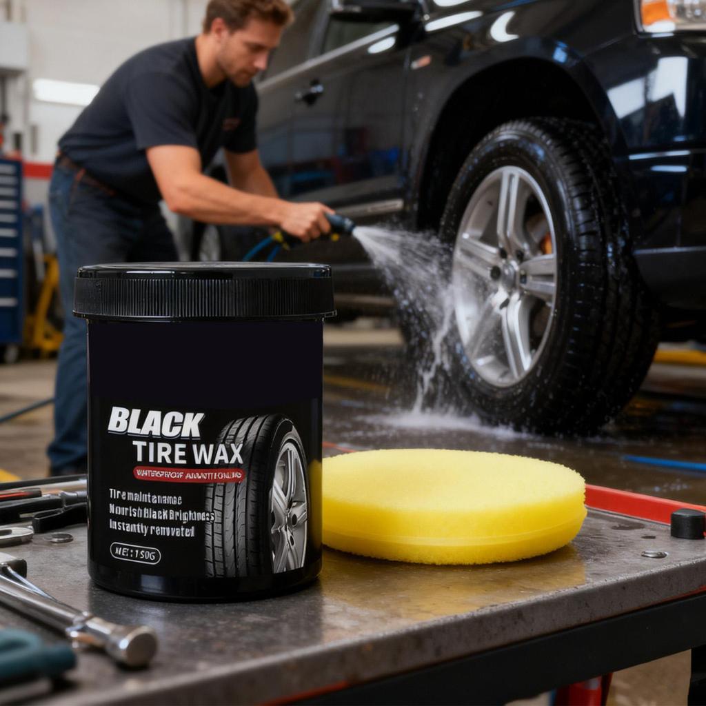 Car Tire Shine Retreading Paste 150g Black Tire Cleaning Paste Waterproof Wheel Shine Balm Long-lasting Protection