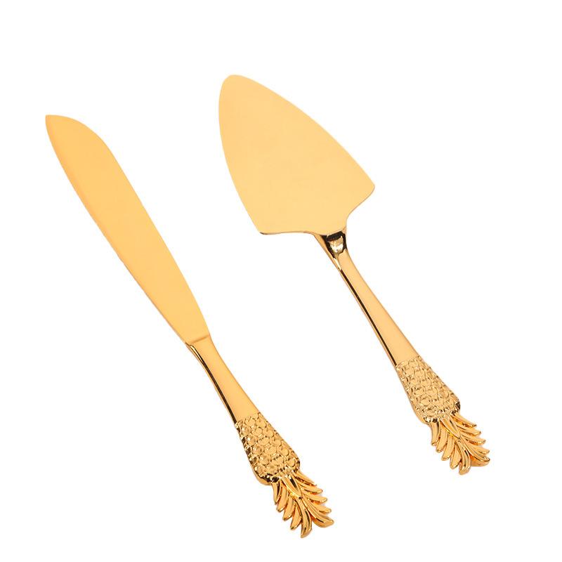 Western-Stil Vintage Gericht Hauptmahlzeit Kuchen Pizza Klinge Gold zweiteiliges Set Hotel Restaurant Goldenes Besteckset