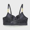"Women's Off-Shoulder Lace Bra Set: Sexy Gathered Bra, Diamond Metal Chain Straps, Semi-Transparent Briefs."