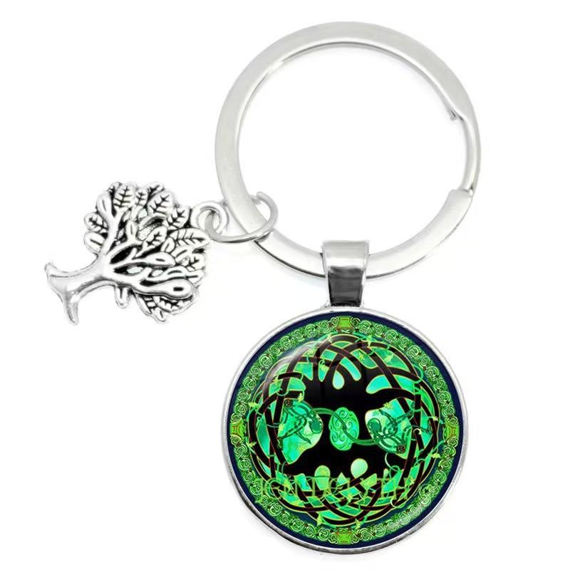 Tree Of Life Glass Keychain With Silver Alloy Accent For Everyday Use And Gift Ideas