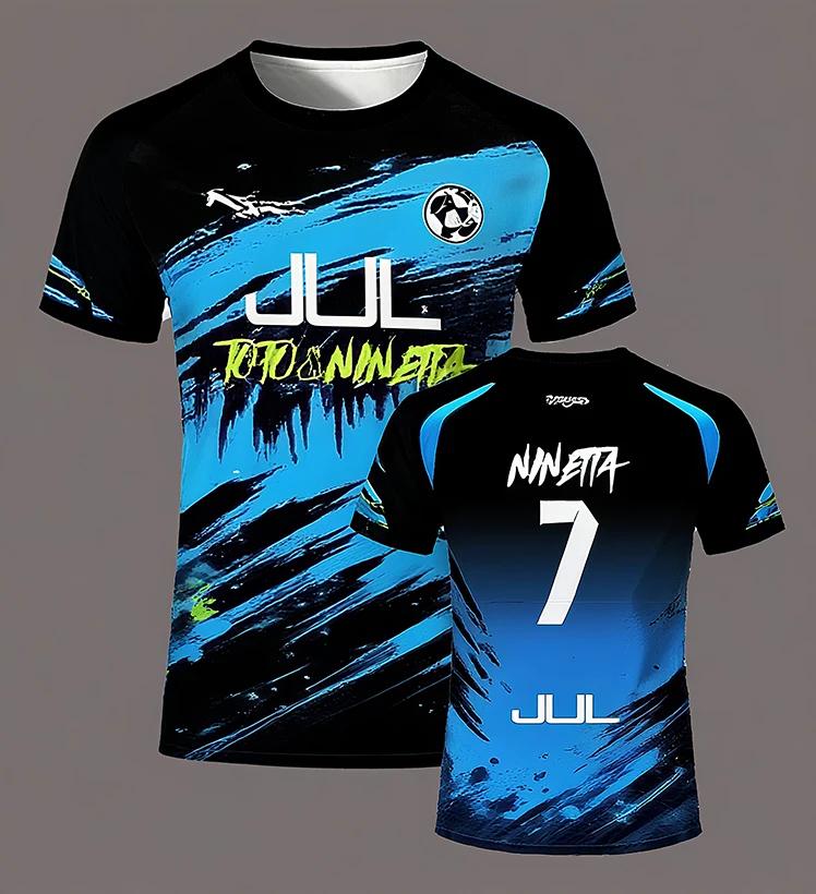 JUL 3D Series 90-Minute Football T-Shirt, Quick-Dry Summer Outdoor Sports T-Shirt for Men, Loose-Fit Crew Neck T-Shirt
