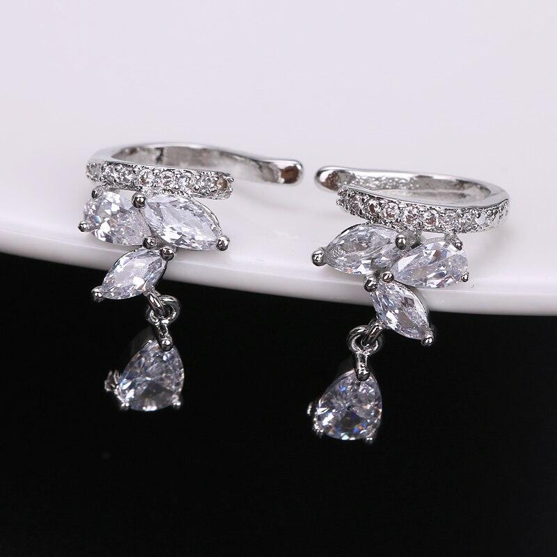 Plain Simple Star Women Shape Cubic Zircon Ear Cuff Charming Crystalline Clip On Earrings Earcuff Without Piercing Earrings Jewelry Giveaway