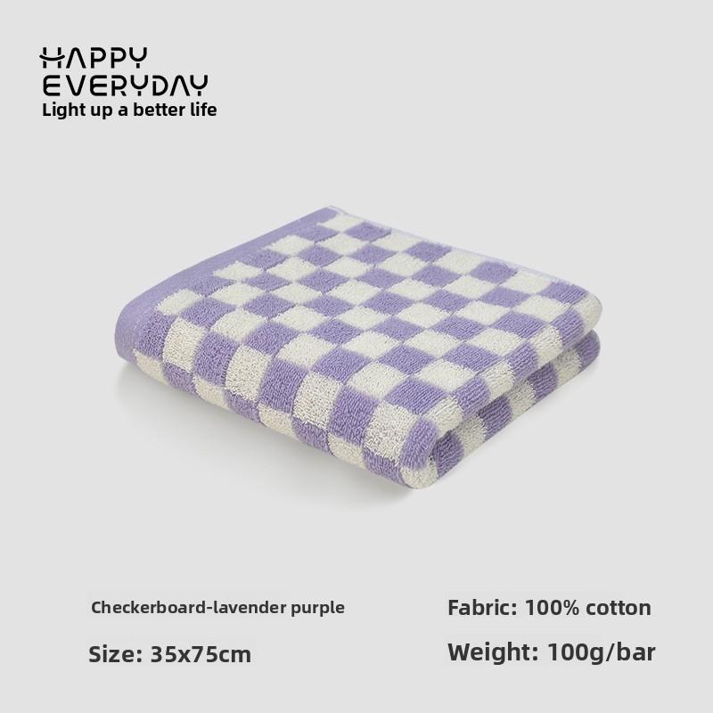 Checkered Bath Towel Cotton Face Towel Adult Absorbent Towels Gift Towel Supplies Bathing Tools