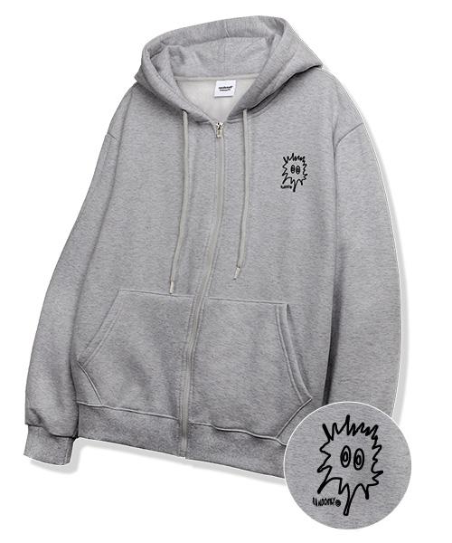 Randomoff [Fleece Lined] Mozzi Meonzi Mini Zip-Up Hoodie [Gray]